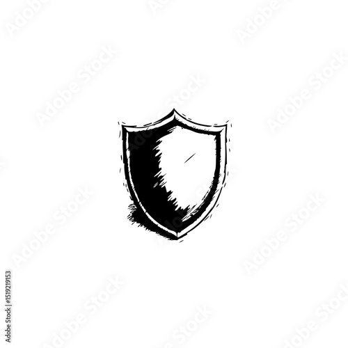 Grunge style heraldic shield isolated on white, conveying security and protection