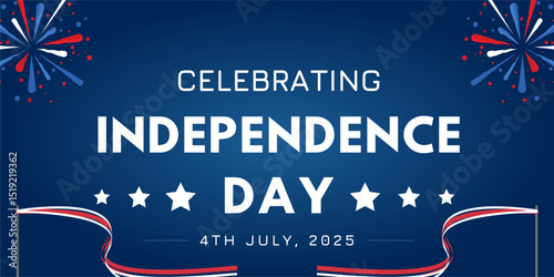 Flat illustration of U.S. patriotism with symbolic flags, hands, and celebration icons.