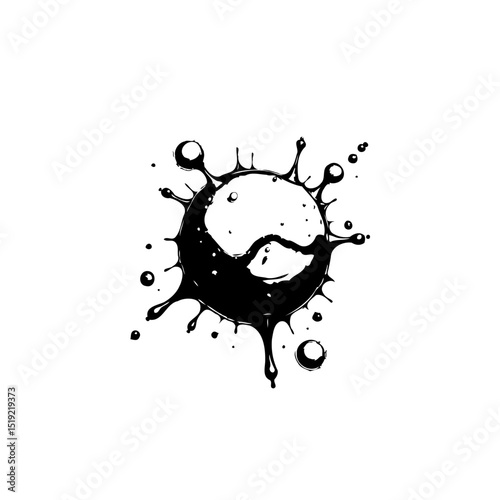 Abstract black and white ink splatter graphic design artistic creative shape