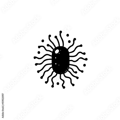 Stylized Vector Illustration of a Microbe or Germ with Tentacles and Dots