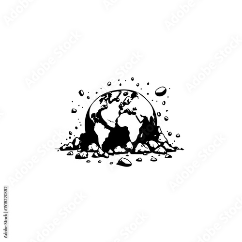Global catastrophe concept art displaying a destroyed earth environment illustration