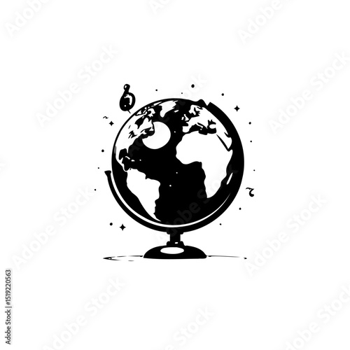 Minimalist Globe Illustration: A Timeless Symbol of Exploration and Global Connection