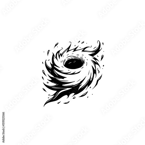 Abstract black and white vortex art representing a cosmic phenomenon design