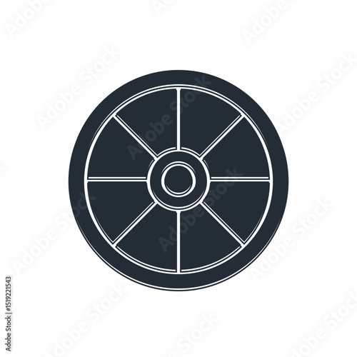 Black Old wooden wheel icon isolated on white background. Vector
