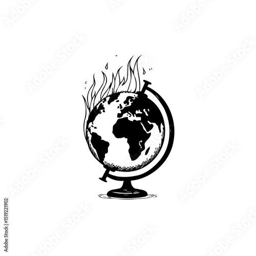 A symbolic representation of global warming: The world on fire, conveying crisis