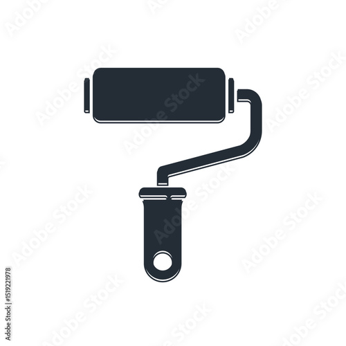 Black Paint roller brush icon isolated on white background. Vector