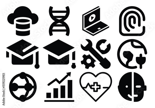 Editable Vector Icon Bundle | Education, Technology, Health, Tools