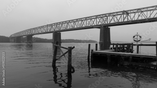 bridge infrastructure in Denmark, aerial view. bridge over water. transport and mobility. photo