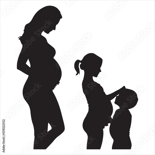 Mother-to-be Silhouette - Gentle Care for Pregnancy , black colour vactor 