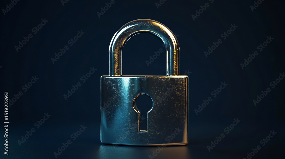 Fototapeta premium Digital padlock for computing system on dark blue background, cyber security technology for fraud prevention and privacy data network protection concept