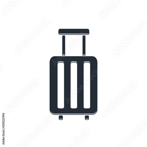 Black Suitcase for travel icon isolated on white background. Traveling baggage sign. Travel luggage icon. Vector