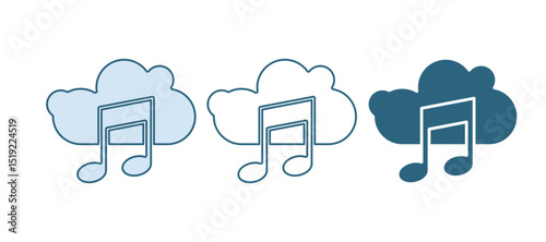 Blue Music streaming service icon isolated on white background. Sound cloud computing, online media streaming, song, audio wave. Vector