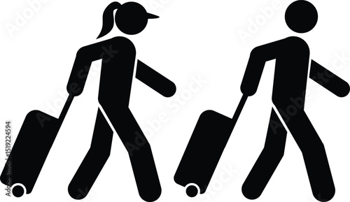 Rolling luggage icon for passengers. vector. sign, symbol