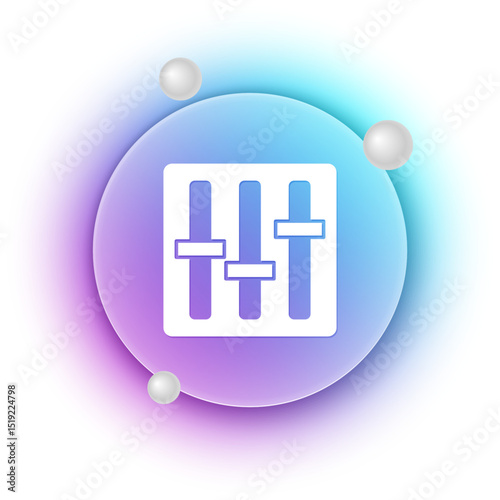 White Sound mixer controller icon isolated on white background. Dj equipment slider buttons. Mixing console. Blue and purple gradient circle background. Vector