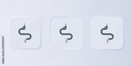 Grey Snake icon isolated on grey background. Set icons in square buttons. Vector