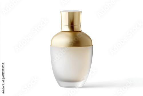Elegant Gold and Glass Perfume Bottle Mockup for Cosmetic Product Branding Design photo