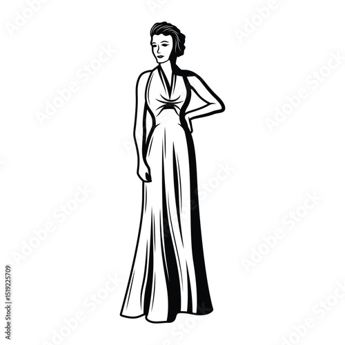 girl lady female with cigar dressing vintage classic retro silhouette icon vector illustration design on white background