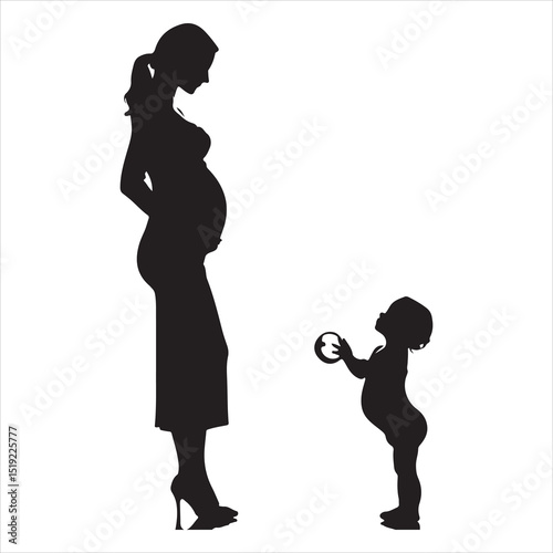 Mother-to-be Silhouette - Gentle Care for Pregnancy , black colour vactor 