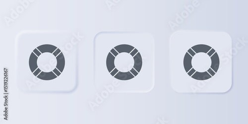 Grey Lifebuoy icon isolated on grey background. Life saving floating lifebuoy for beach, rescue belt for saving people. Set icons in square buttons. Vector