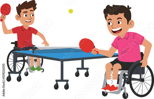 Ping pong Paralympic Athlete Cartoon