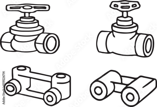 PVC Pipe Fitting Vector Illustration – Plumbing and Construction Components.