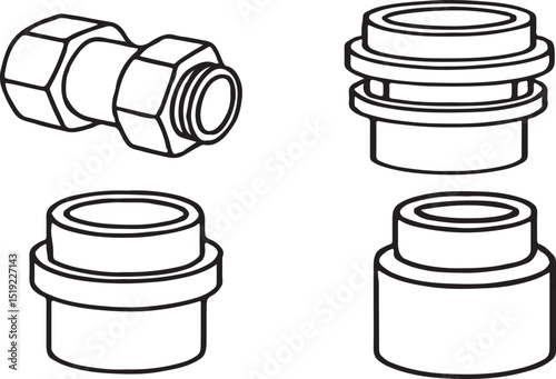 PVC Pipe Fitting Vector Illustration – Plumbing and Construction Components.