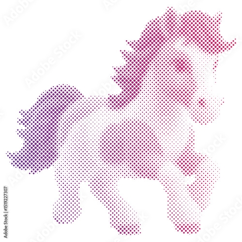 Halftone pattern of a horse for vintage collage background
