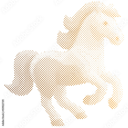Halftone pattern of a horse for vintage collage background