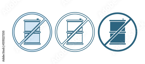 Blue No barrel for gasoline icon isolated on white background. Diesel gas icon. Vector