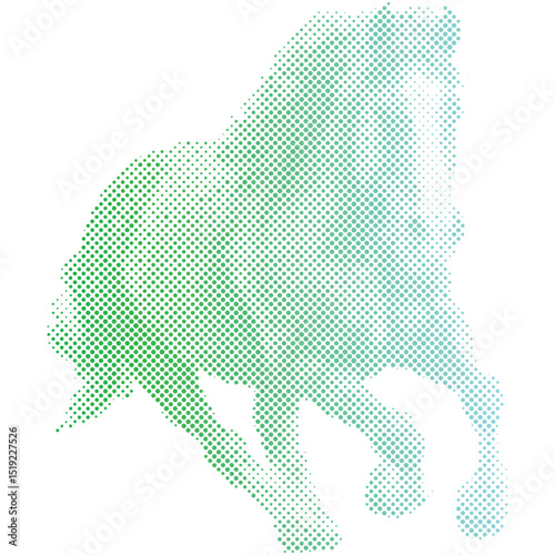 Halftone pattern of a horse for vintage collage background