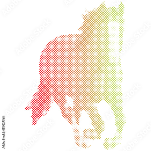 Halftone pattern of a horse for vintage collage background