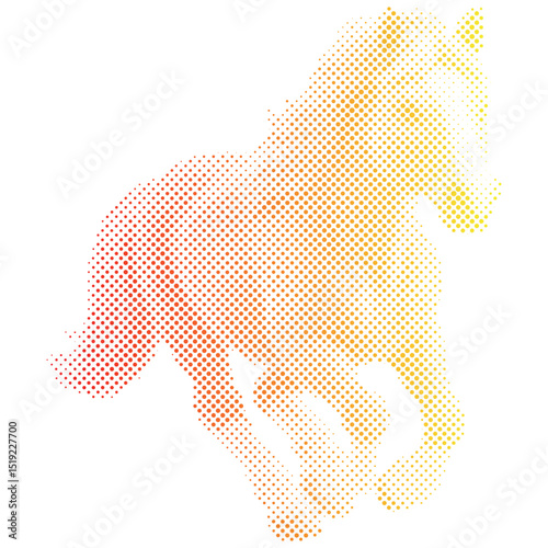 Halftone pattern of a horse for vintage collage background