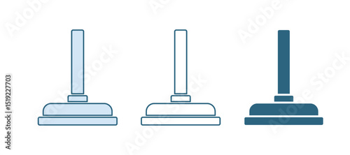 Blue Rubber plunger with wooden handle for pipe cleaning icon isolated on white background. Toilet plunger. Vector