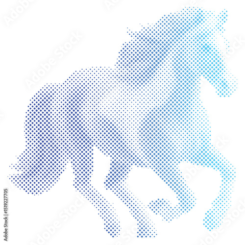Halftone pattern of a horse for vintage collage background