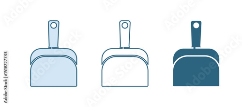 Blue Dustpan icon isolated on white background. Cleaning scoop services. Vector