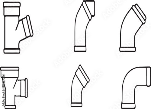 PVC Pipe Fitting Vector Illustration – Plumbing and Construction Components.