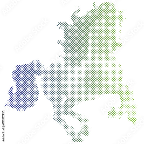 Halftone pattern of a horse for vintage collage background