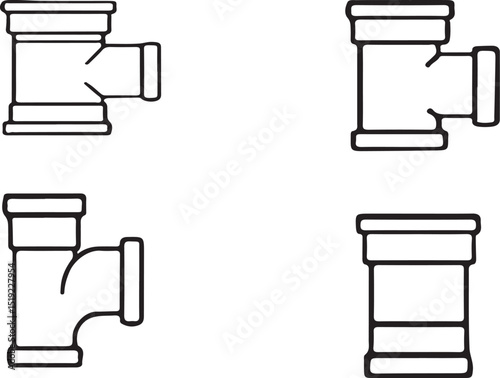 PVC Pipe Fitting Vector Illustration – Plumbing and Construction Components.