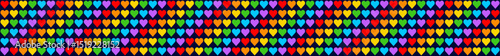 Rainbow Heart Mosaic, diagonal border, seamless vector pattern with colorful hearts in rainbow palette. Perfect for backgrounds, textiles, and festive banner designs, love and joy, dark mode theme