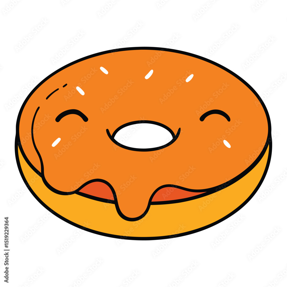 Fototapeta premium Playful Orange Donut with Icing Drizzle and a Wink