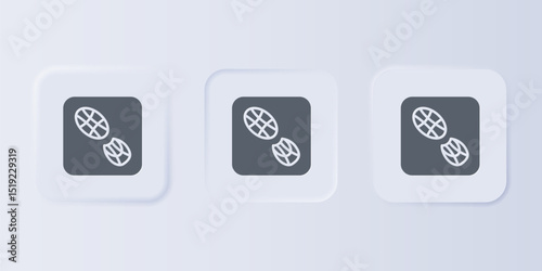 Grey Human footprints shoes icon isolated on grey background. Shoes sole. Set icons in square buttons. Vector
