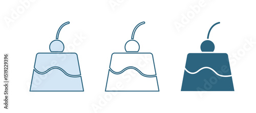 Blue Pudding custard with caramel glaze icon isolated on white background. Vector