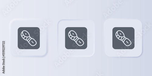 Grey Human footprints shoes icon isolated on grey background. Shoes sole. Set icons in square buttons. Vector