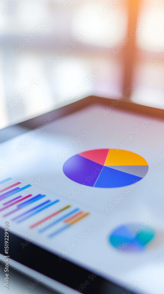 Fototapeta premium Colorful Data Visualization on Tablet