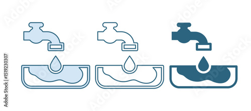 Blue Water problem icon isolated on white background. Poor countries environmental public health related problems. Vector