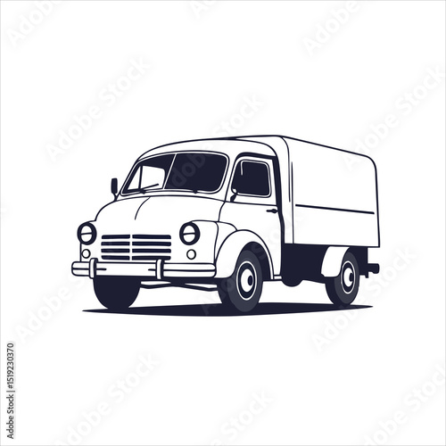 Classic Truck Logo, Old Fashioned Delivery Truck in Vintage Emblem