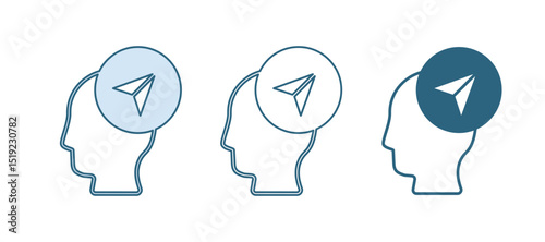 Blue Map marker with a silhouette of a person icon isolated on white background. GPS location symbol. Vector