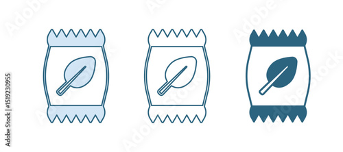Blue Fertilizer bag icon isolated on white background. Vector