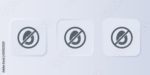 Grey No meat icon isolated on grey background. No fast food allowed - vegetarian food. Set icons in square buttons. Vector