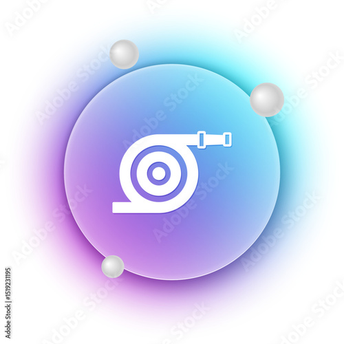 White Garden hose icon isolated on white background. Spray gun icon. Watering equipment. Blue and purple gradient circle background. Vector